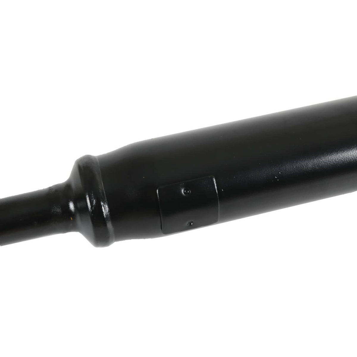 Front driveshaft prop shaft assembly showing black shaft section with rubber boot