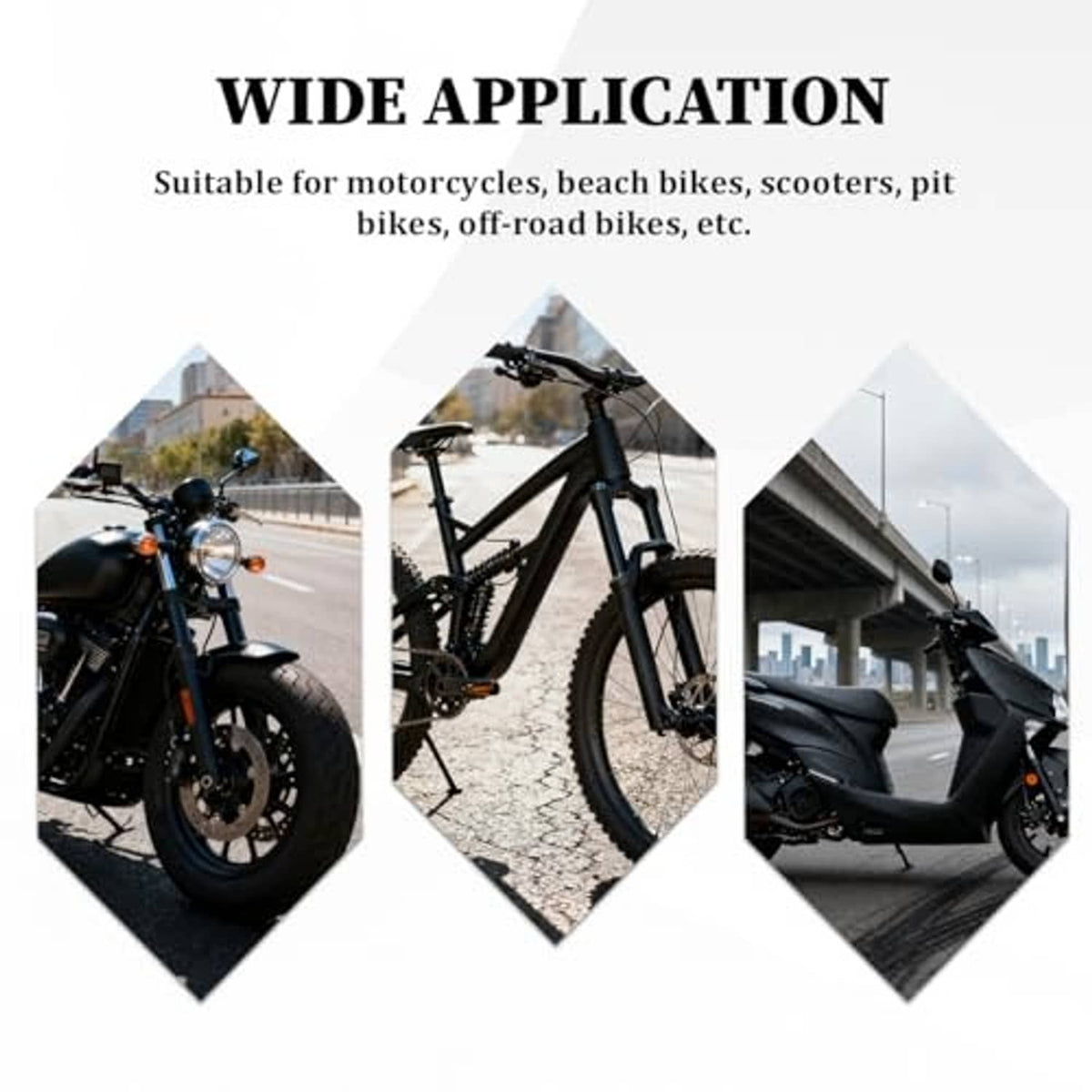 Motorcycle chain breaker tool in use concept with motorcycles in different settings