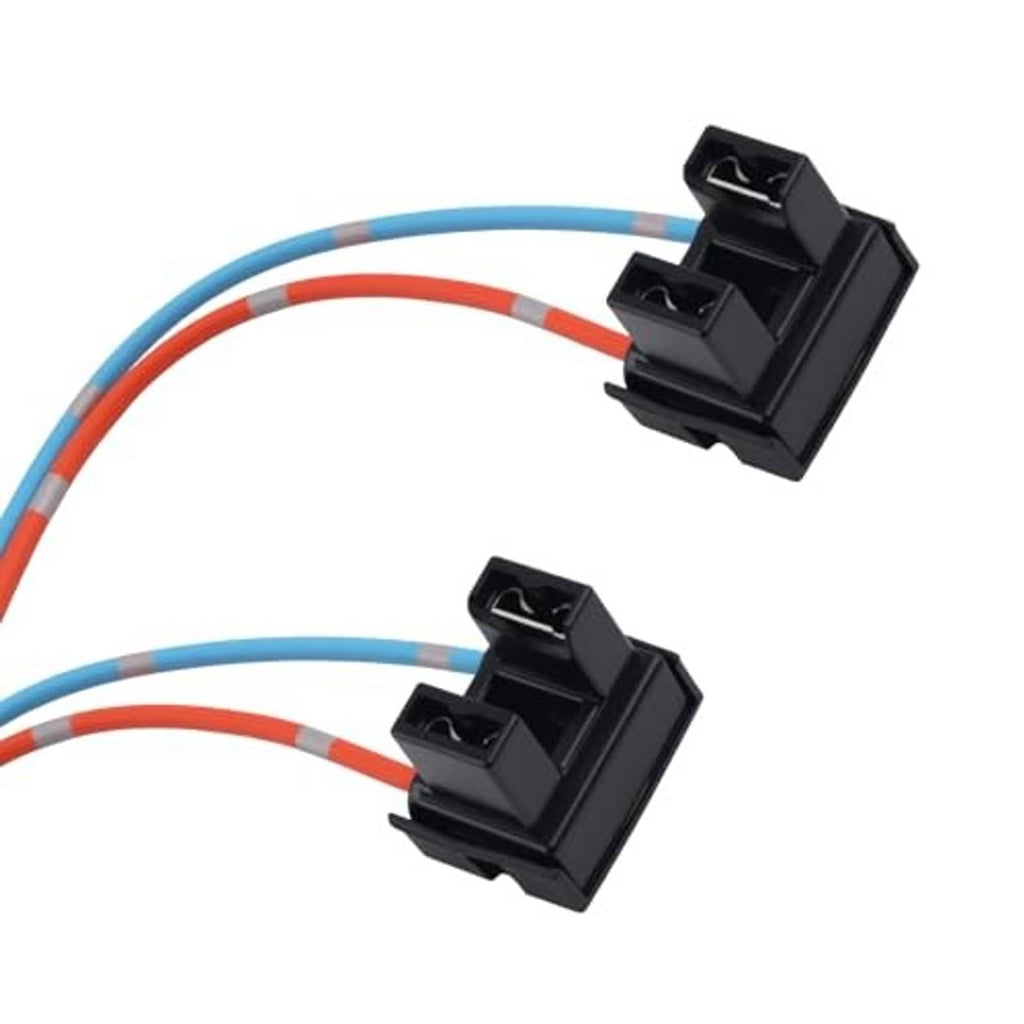 2-piece H7 headlight connector plug set, black sockets with blue and red wire leads