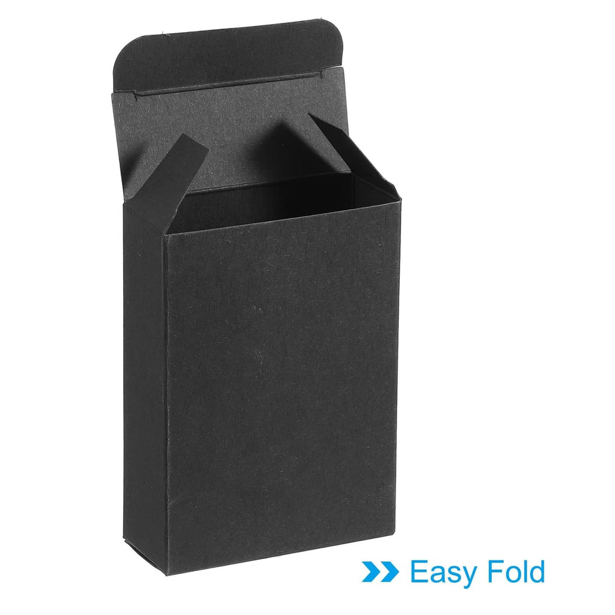 Black paper soap box with open lid and molded holder for soap