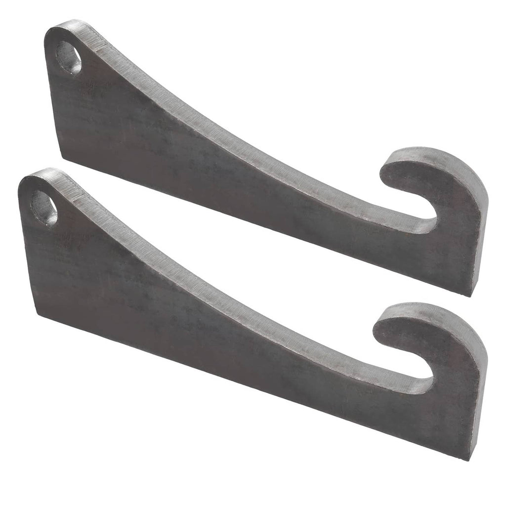 Metal quick-attach bracket pair with oval latch slots and front mounting holes