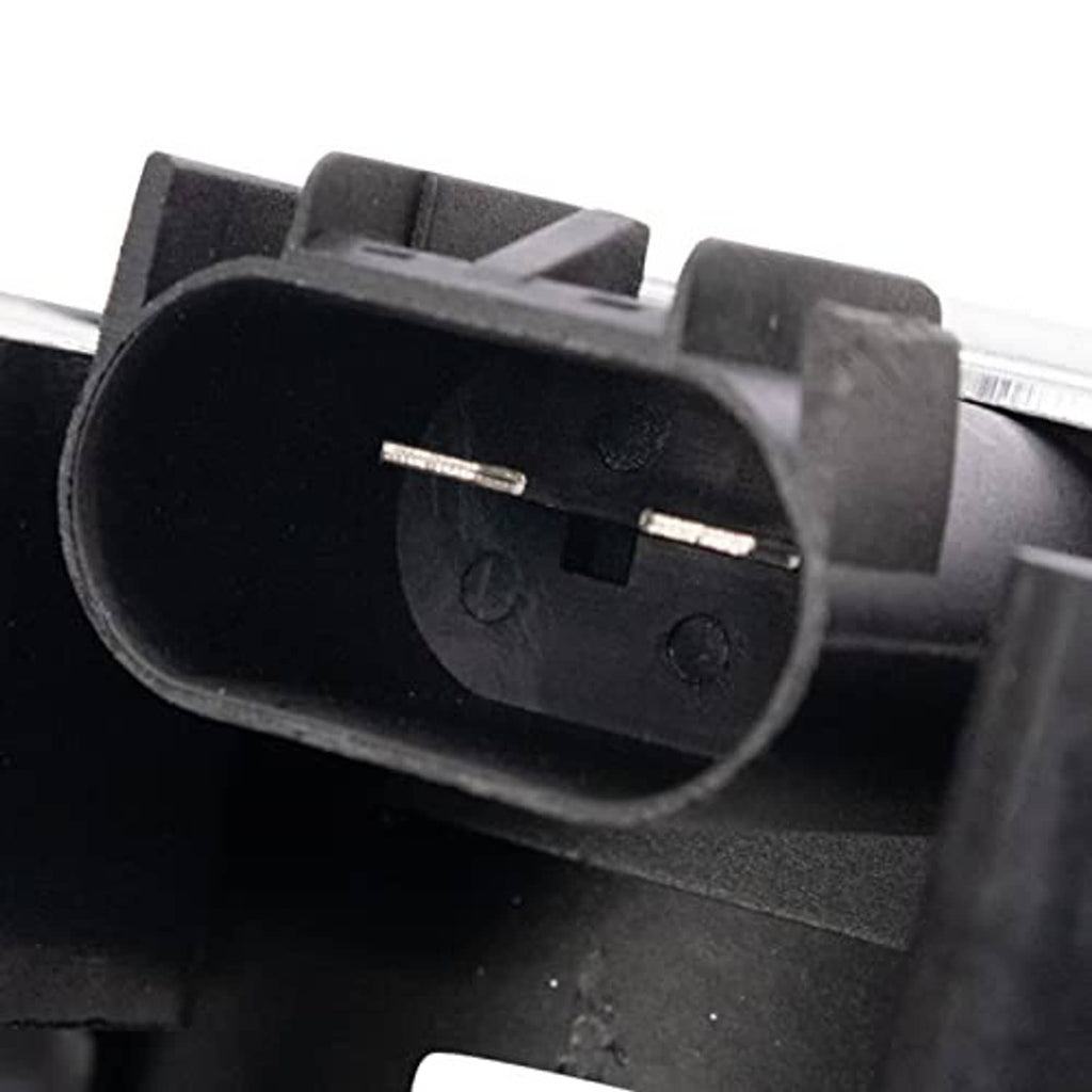 Radiator fan connector housing with black plug and latch tabs