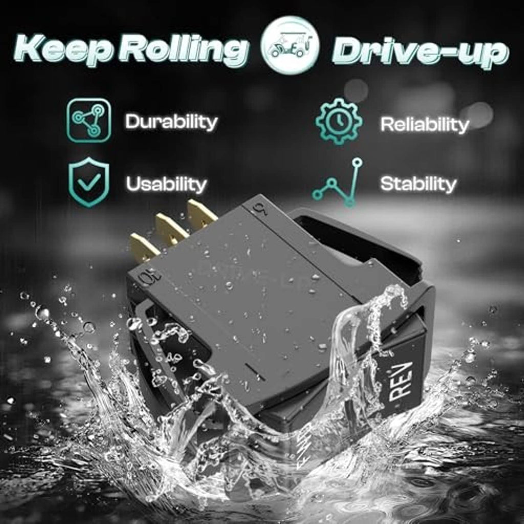 Dark gray forward/reverse rocker switch with FWD and REV buttons