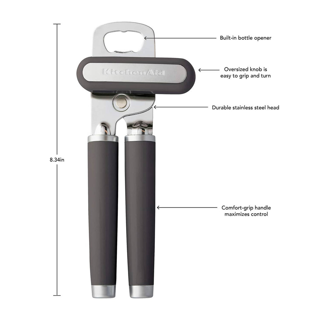 KitchenAid can and bottle opener, charcoal handles with durable stainless steel head