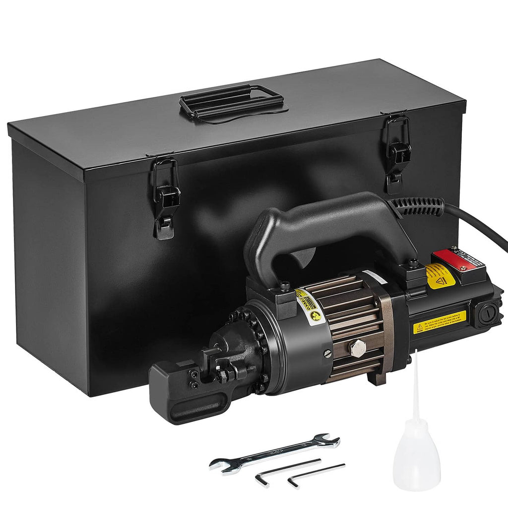 Electric hydraulic rebar cutter with toolbox and included wrenches and funnel