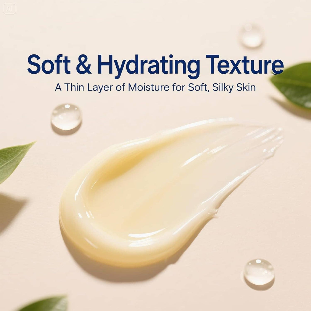 Urea cream lotion texture with smooth, glossy cream layer