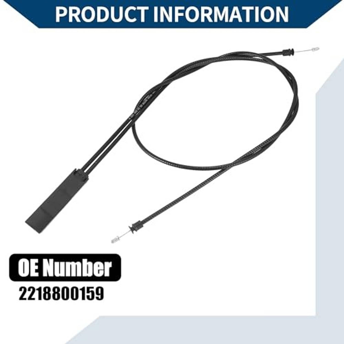 Black hood release cable assembly with long lever bar and braided cable ends