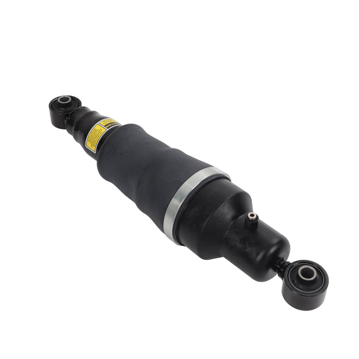 Pair of rear air suspension shock struts with black body and silver mounting ring