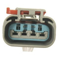 Gray fuel pump sending harness connector with blue terminal block and red locking tabs