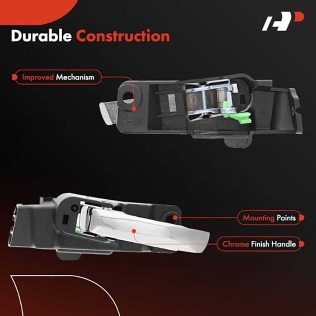 Black and chrome interior door handle with visible mounting points