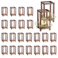 Set of 24 brown wooden candle lantern frames, open top and base shelf