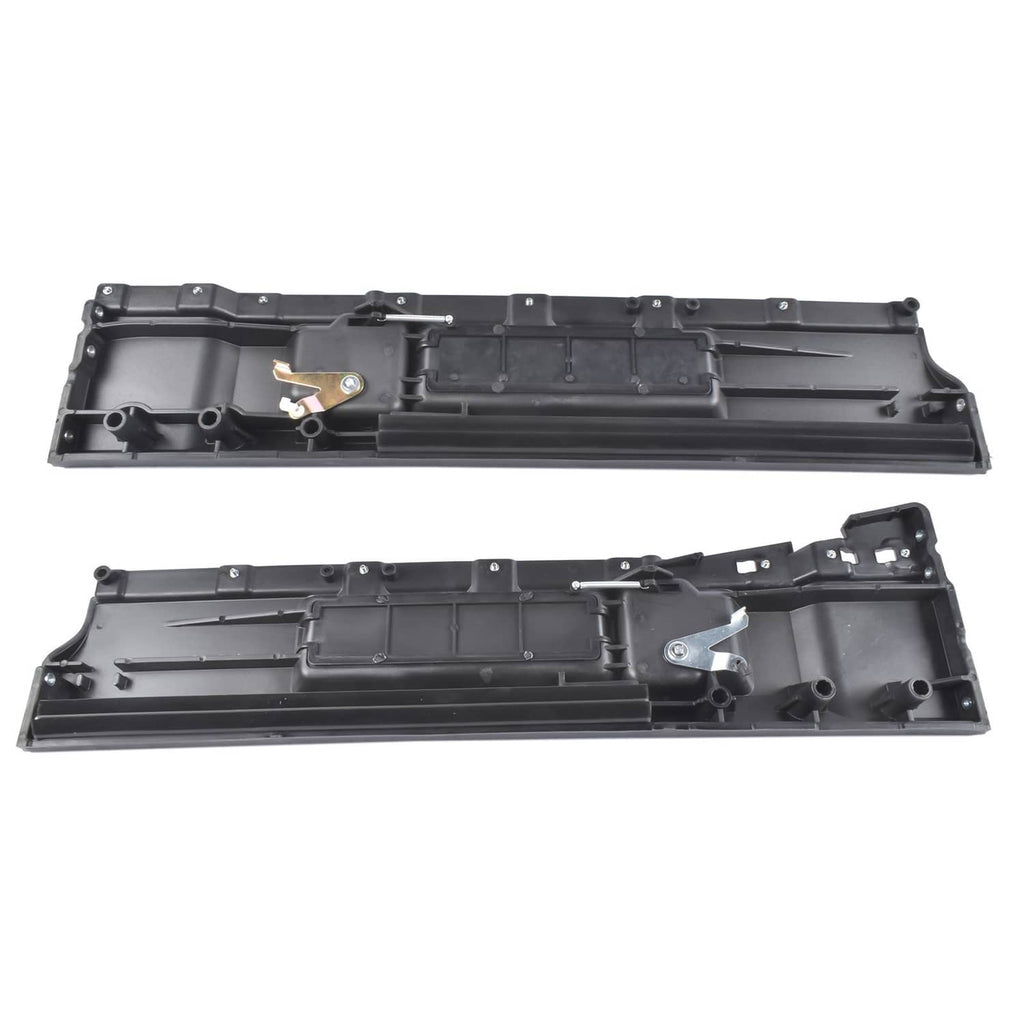 Dark gray interior door handle panel with metal latch and mounting holes