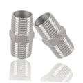 316 stainless steel 3/8 in NPT male-to-male hex nipple adapter