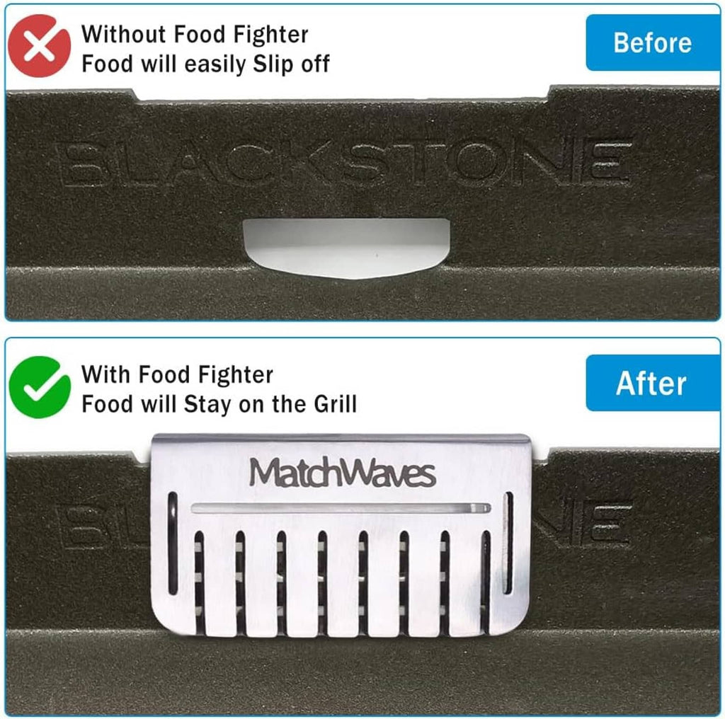 Stainless steel grease blocker to keep food in place on the griddle surface