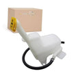 White pressurized coolant reservoir with yellow cap and black hose, front-mount kit