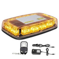 Amber LED strobe light with clear dome and black magnetic base, wireless kit included