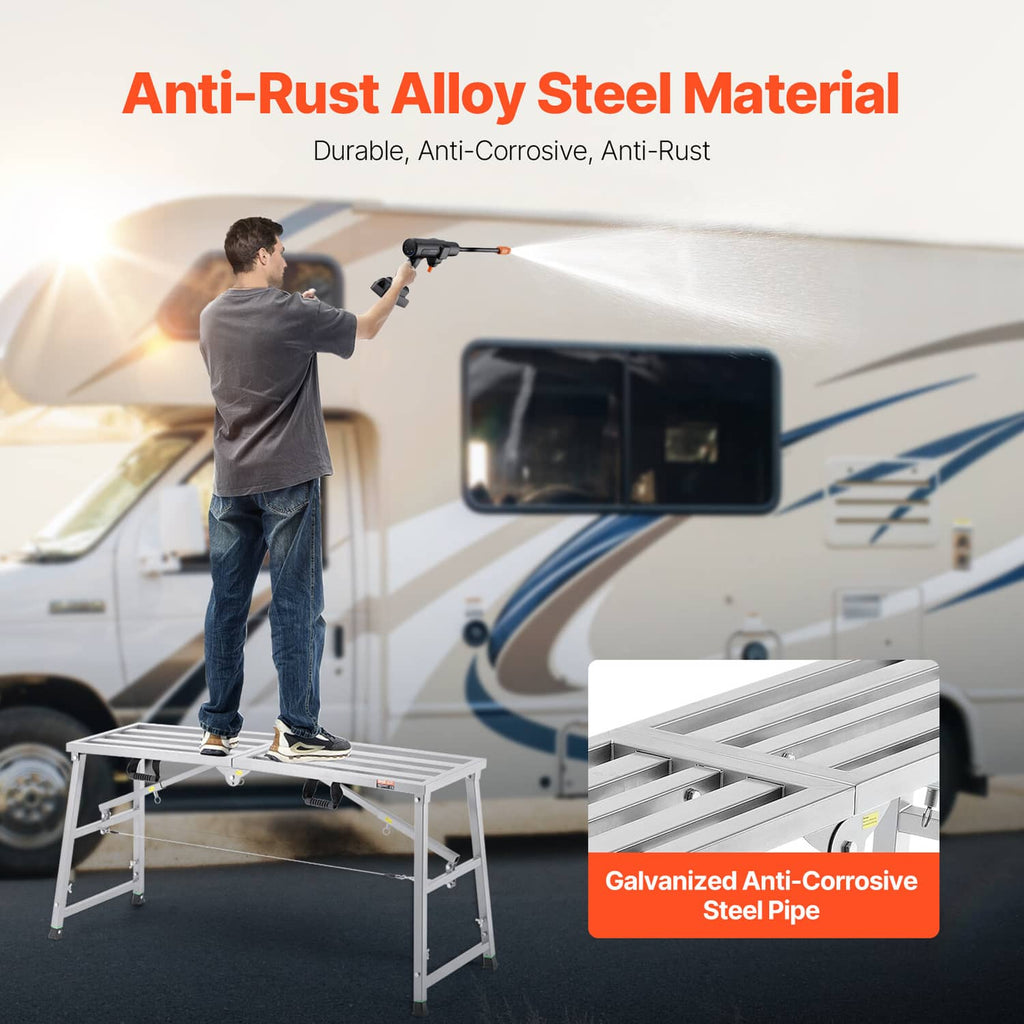 Galvanized steel portable scaffolding platform with anti-corrosion metal frame