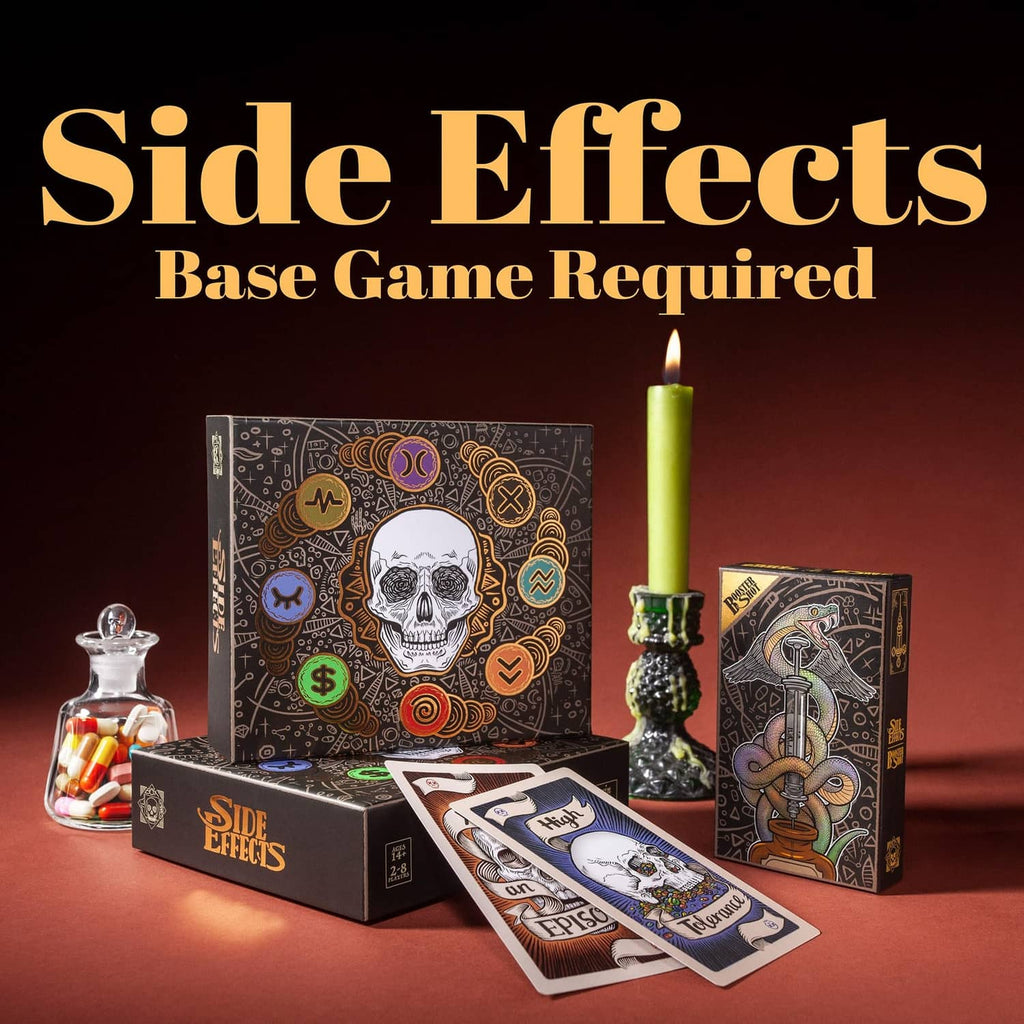 Side Effects base game required booster shot box set with cards and tokens