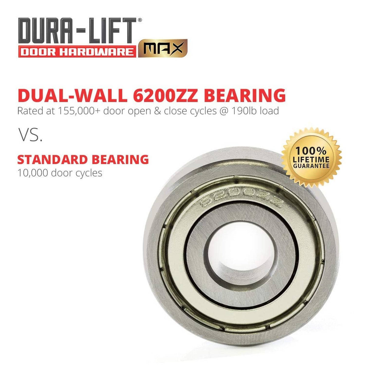 Dual-wall sealed 6200ZZ bearing with inner race and outer metal housing