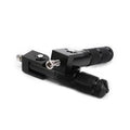 Universal foldable motorcycle foot pegs, black CNC metal with textured non-slip grips