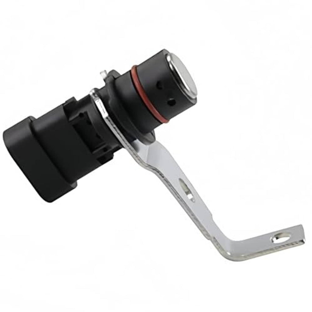 Crankshaft position sensor with curved metal bracket and black electrical connector