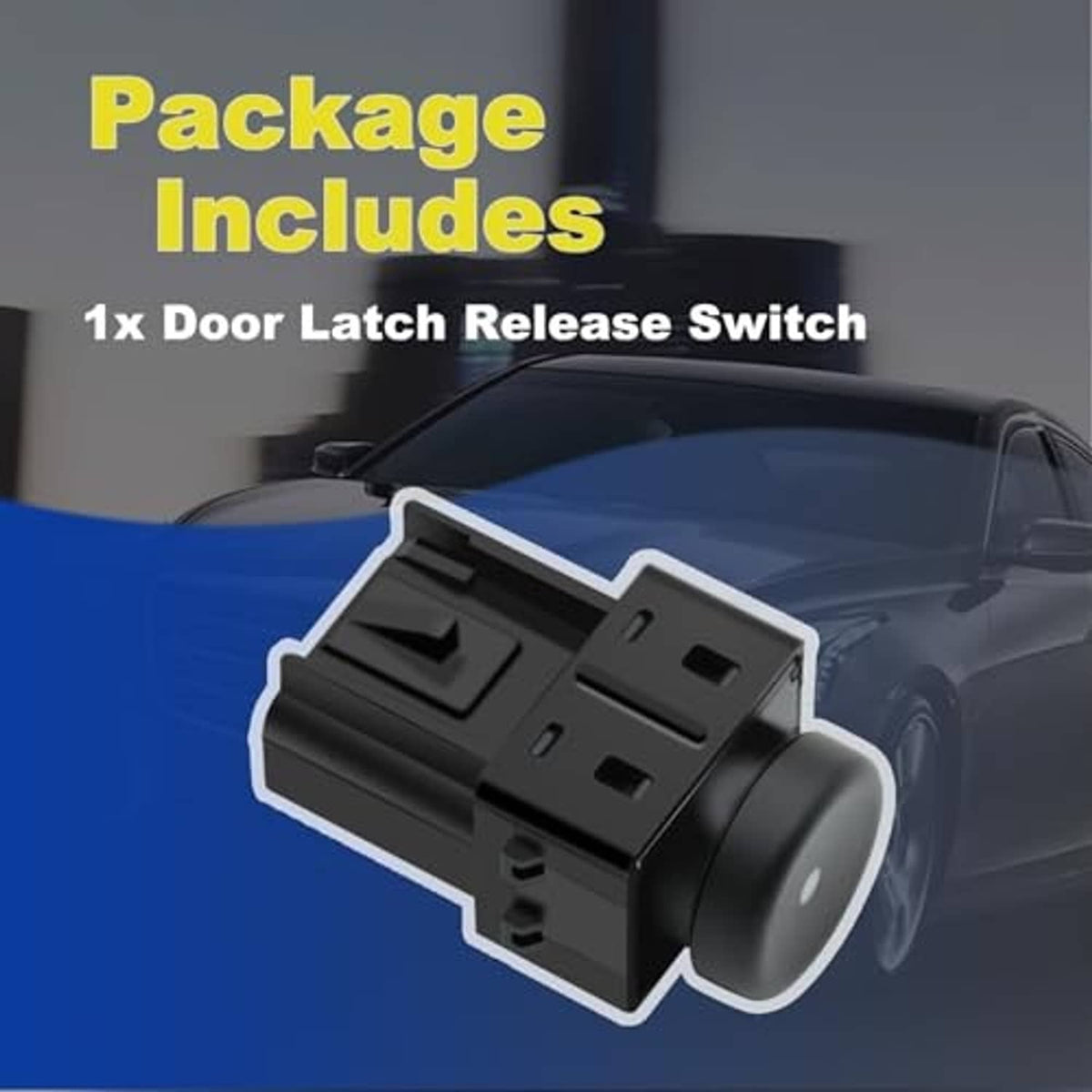 Black door latch release switch, molded housing with round push button