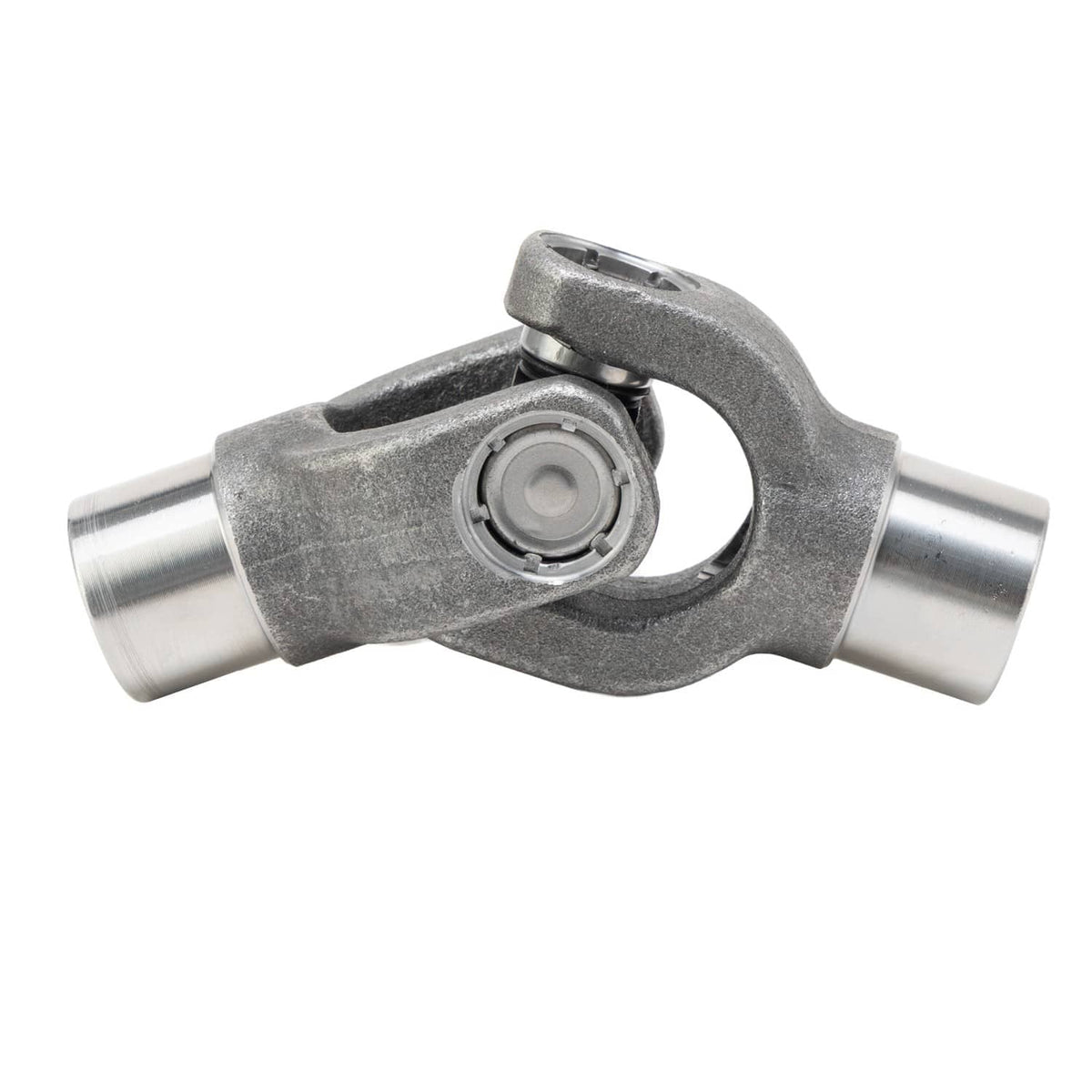 Metal u-joint yoke with cross bearing and two shaft ends