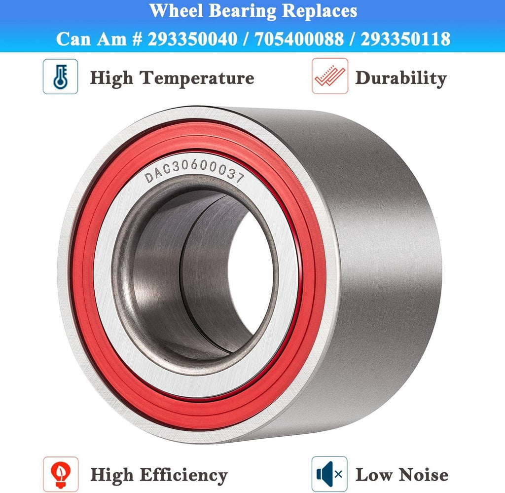 Single wheel bearing with red inner seal and silver housing, viewed at an angle
