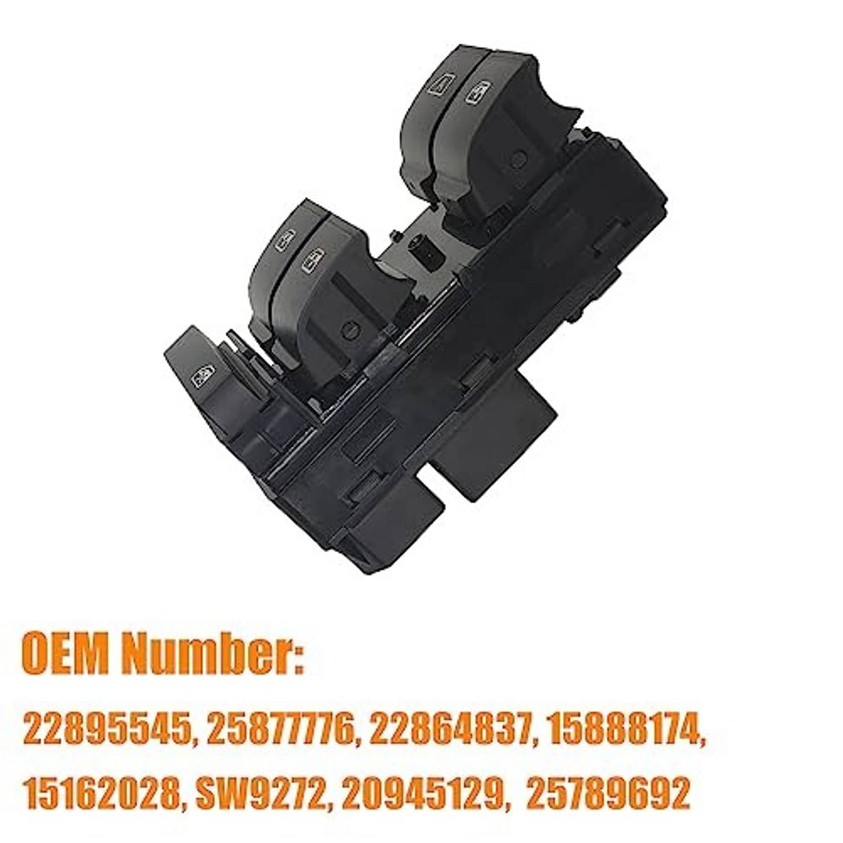 Black driver window master switch module with two rocker switches