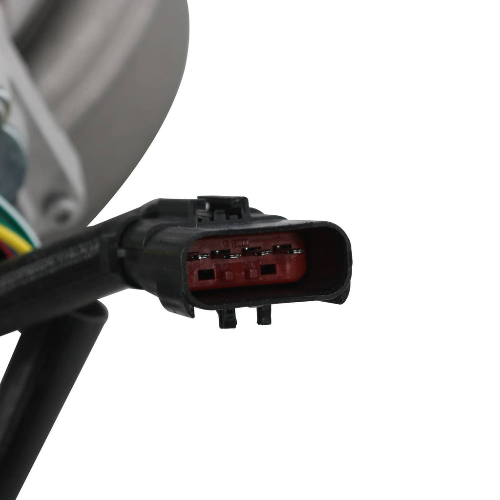 Turbocharger wiring harness connector with red interior and multi-color wires