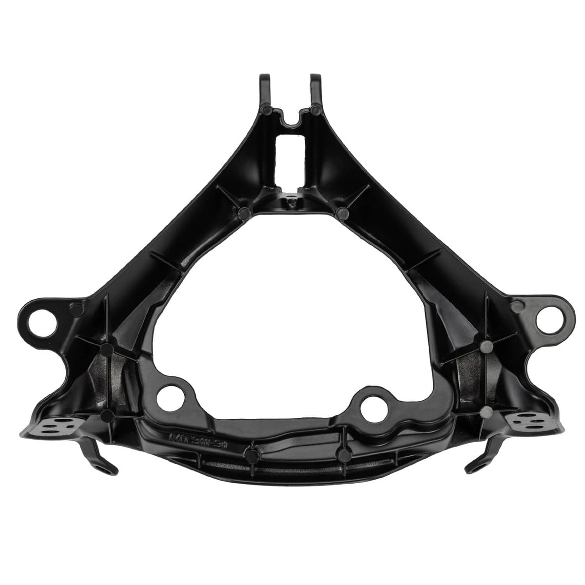 Black headlight upper stay fairing bracket with front center support and holes