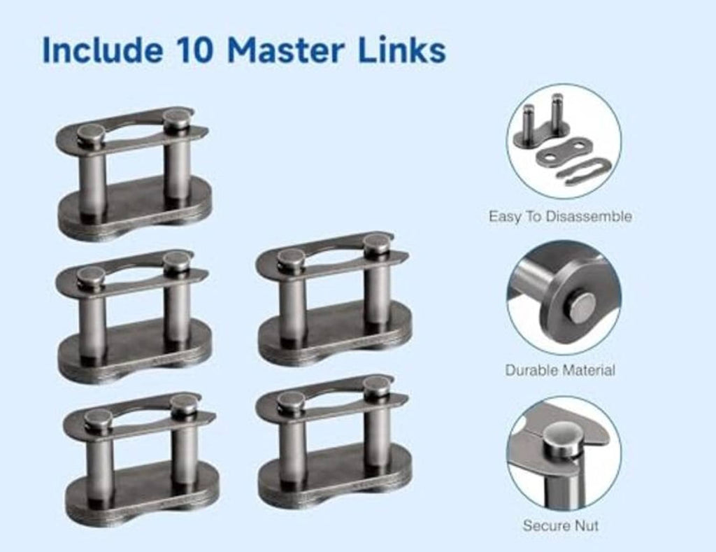 Master link set with 10 connecting clips and pins
