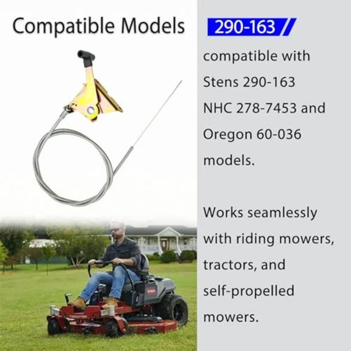 Throttle control cable with yellow mounting bracket and black grip, coiled steel line