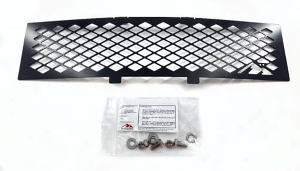 Black diamond-mesh bumper grille insert with hardware bag and mounting clips