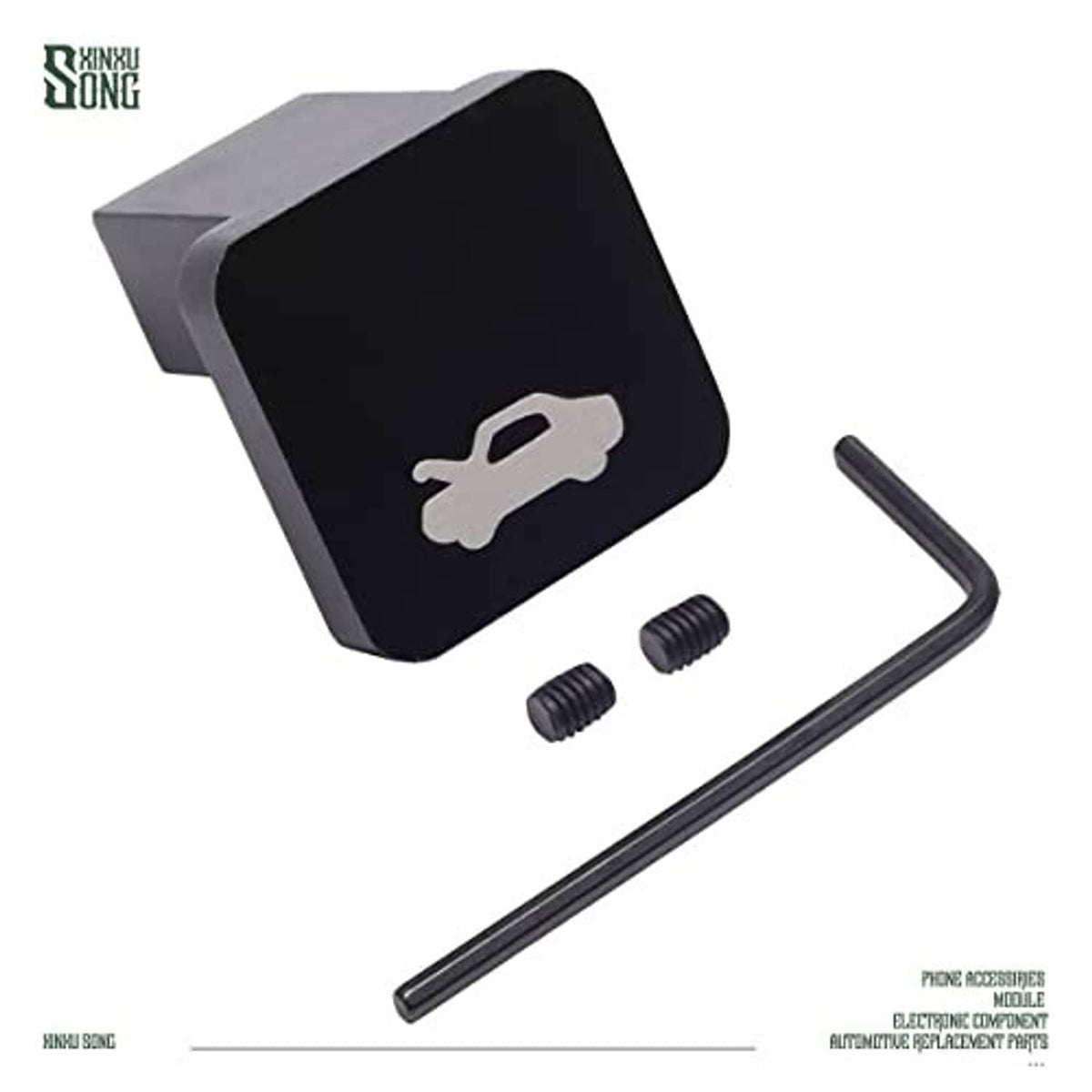 Hood latch release handle repair kit: black latch cover, hex key, two threaded screws