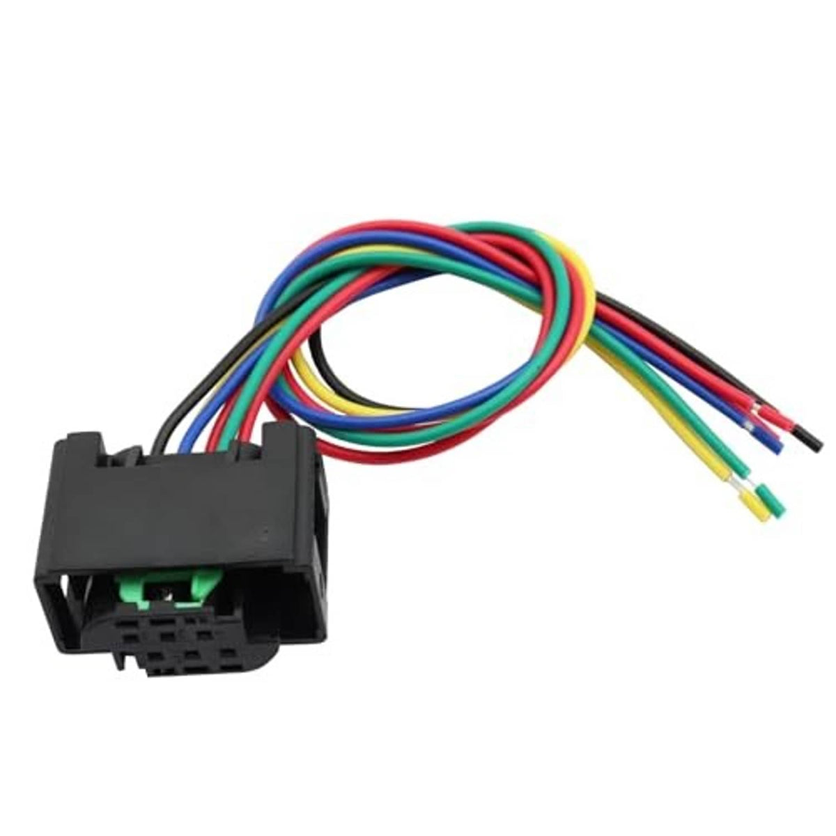 Throttle body connector harness plug with multicolor wiring and black electrical connector