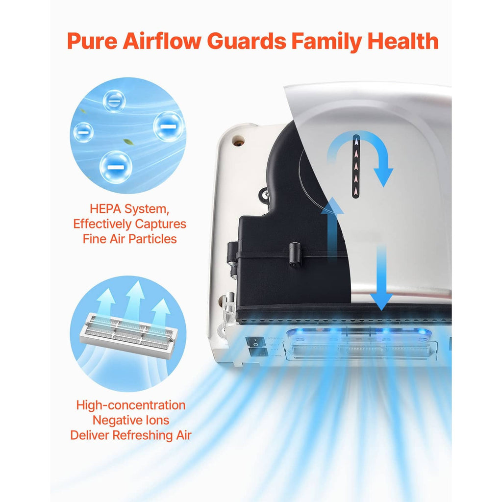 White automatic hand dryer showing internal airflow path and outlet vents