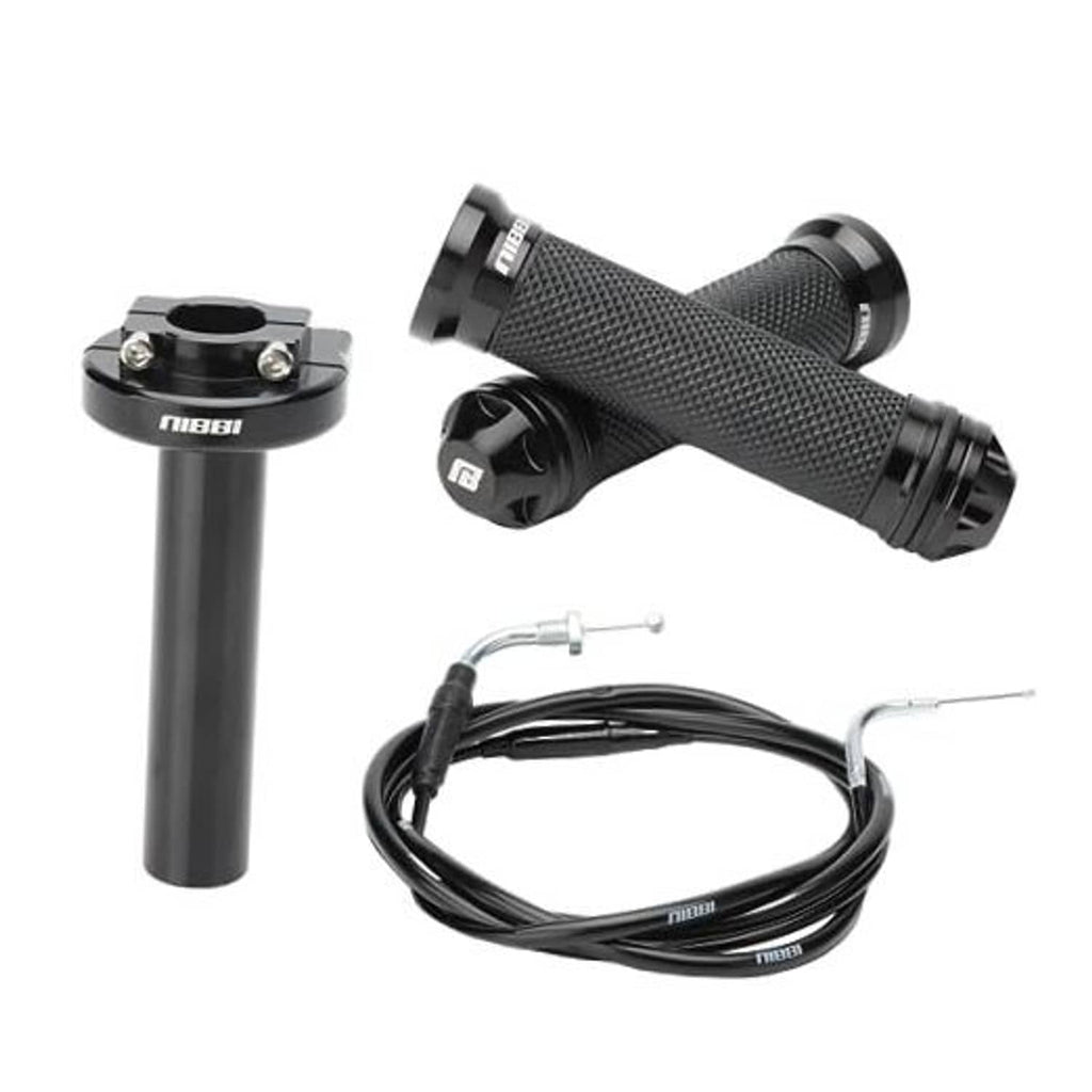 Black twist throttle grip set with clamp and cable