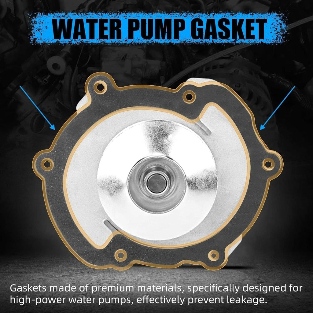 Water pump gasket with metal center seal ring, gold and silver