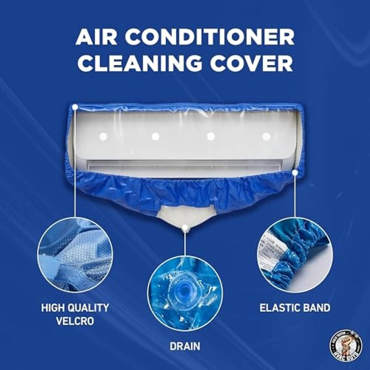 Mini-split air conditioner cleaning cover with elastic band and drain outlet