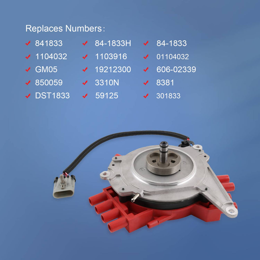Ignition distributor replacement module with vacuum-style ports, red terminal blocks, sensor wire