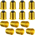 Gold E14 to E12 lamp adapter converter, 15-pack, with ribbed metal base