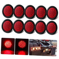 Pack of 4-inch round red LED trailer tail lights with black housings