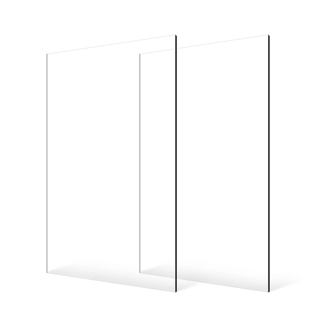 Two clear acrylic sheets angled toward the camera, overlapping transparent panels.