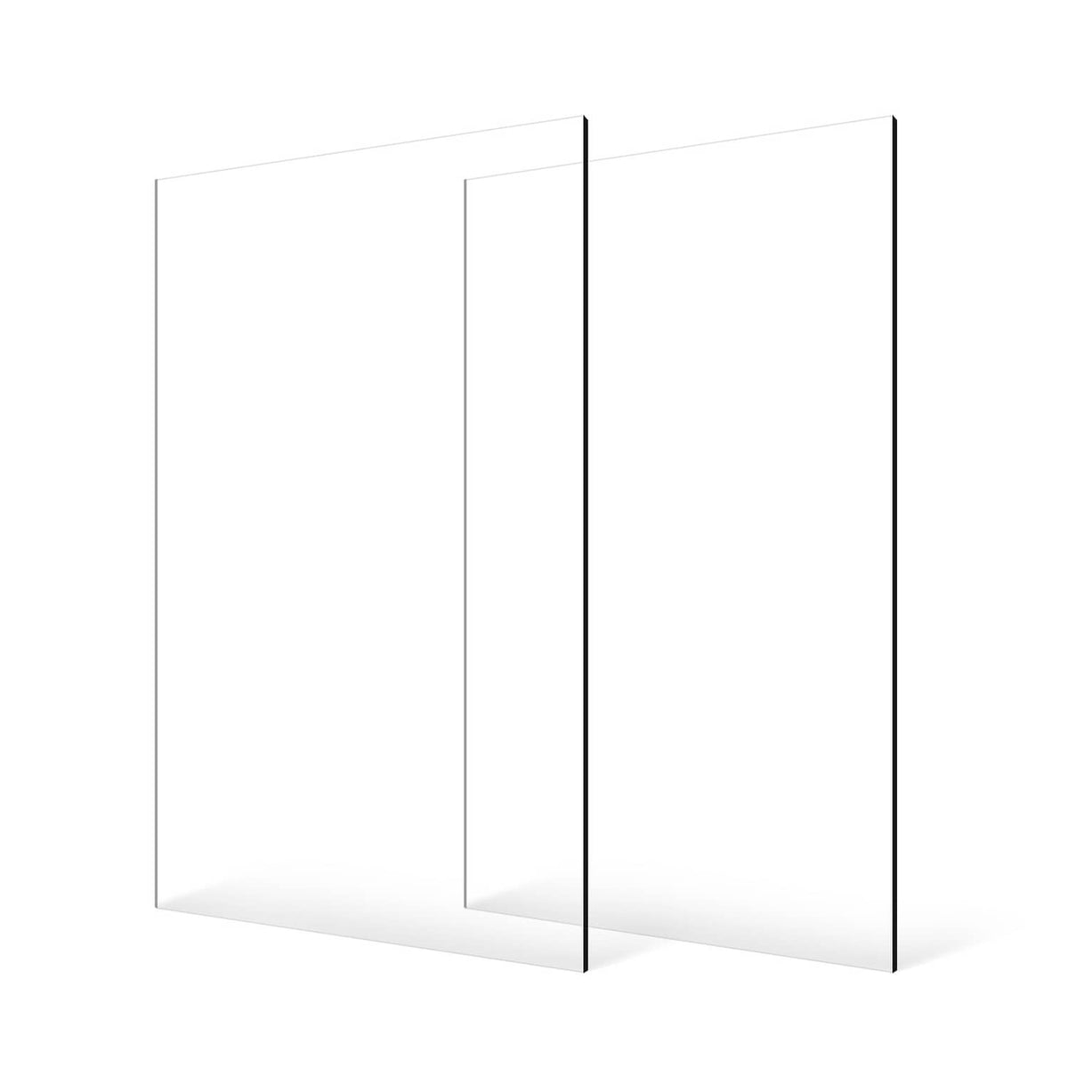 Two clear acrylic sheets angled toward the camera, overlapping transparent panels.