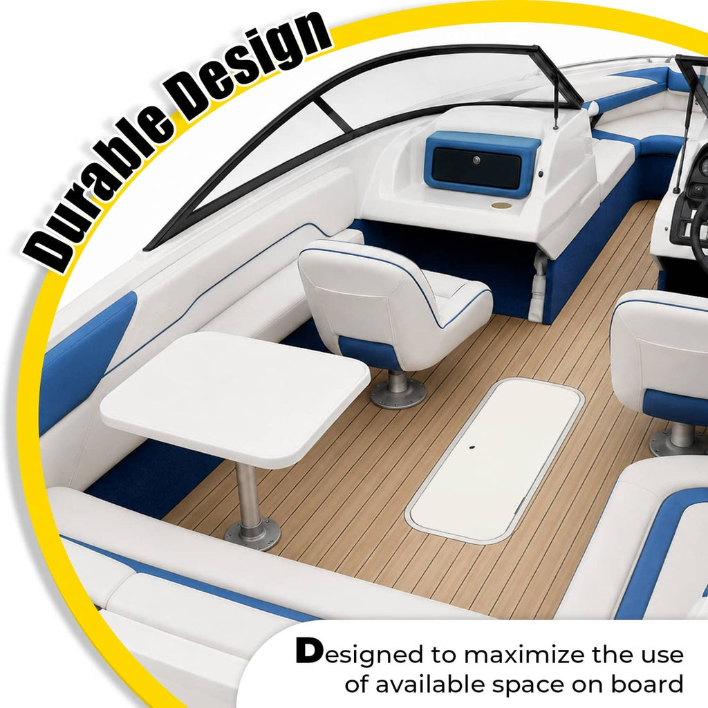White boat locker door cover lid panel for boat storage, hinged design