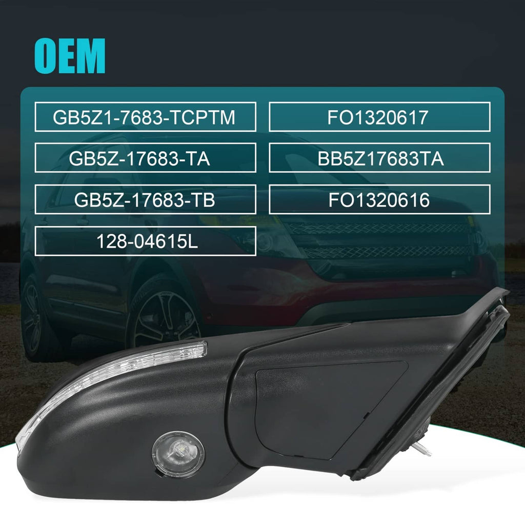 Right side mirror housing with integrated LED reflector and mounting points