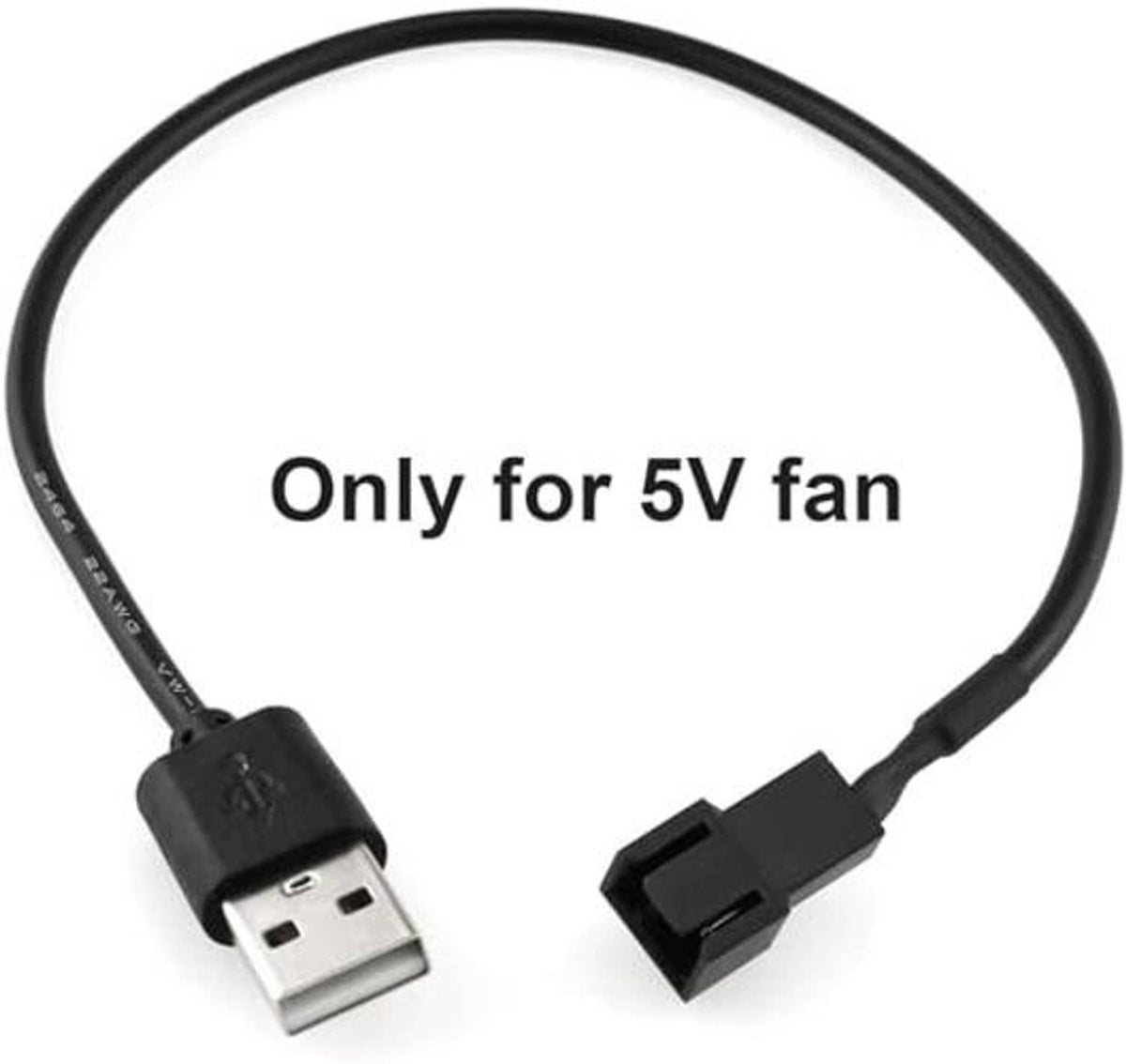 USB to PWM fan adapter cable for 5V fans, black connector with 3/4-pin plug
