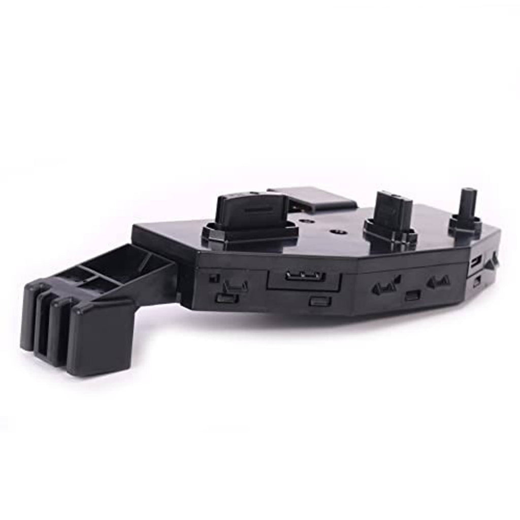 Black seat control switch module with handle-like base and port openings along side