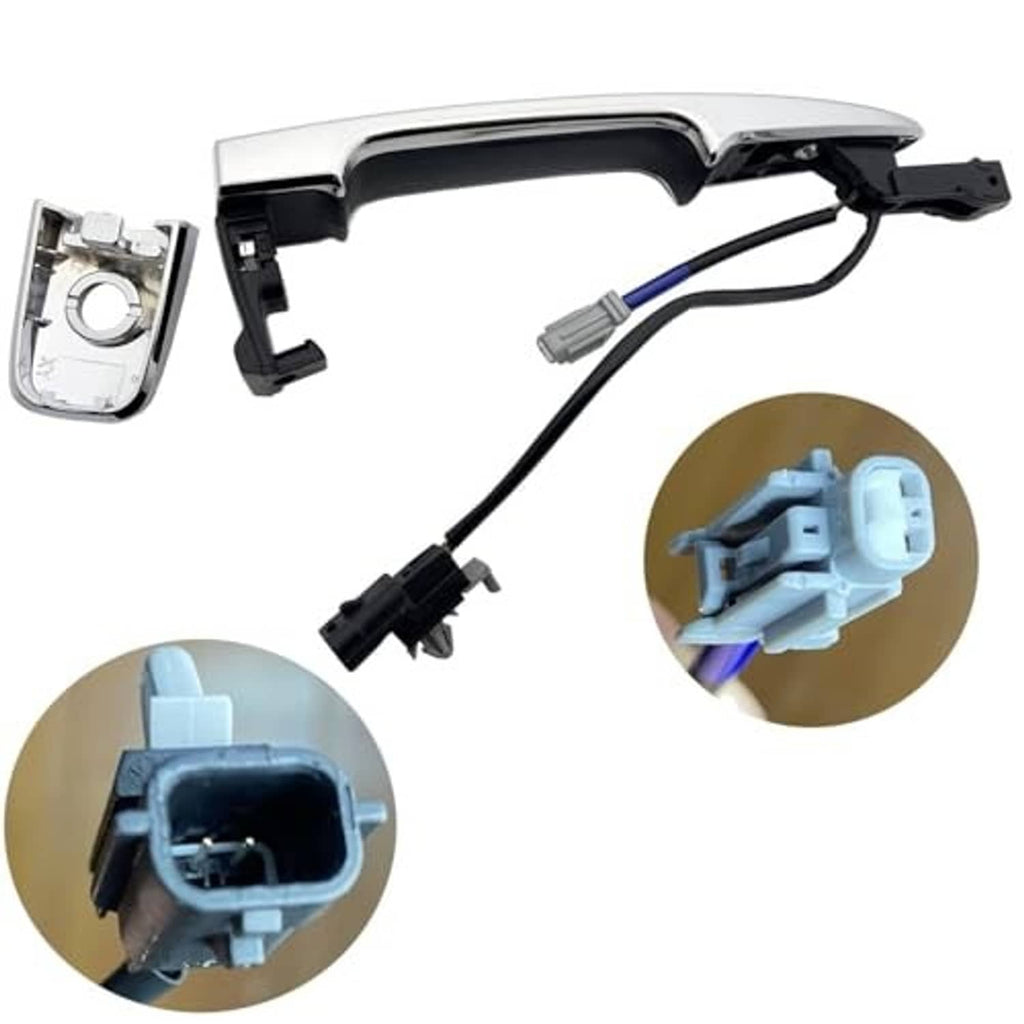 Exterior door handle assembly with black base and connector ends